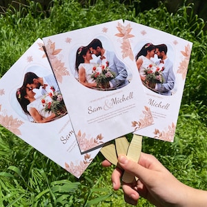 170 PCS Wedding Fan Program, Custom Fan Program Elegant  Wedding Program Wedding Fan Template With Photo Wedding Template Fans Wedding Fans