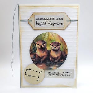 Personalisierte Karte zur Geburt  | Sternzeichen Zwilling | Sternzeichen Glückwunschkarte für Baby | Geburtskarte Sternzeichen Zwilling