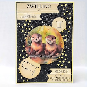 Sternzeichen Geburtstagskarte personalisiert | personalisierte Grußkarte Sternzeichen Zwilling | Geburtstagskarte Sternzeichen Zwilling