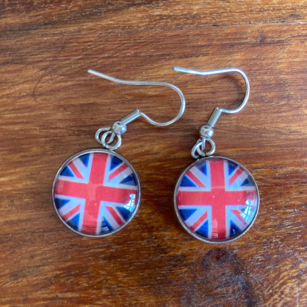 Boucles d'oreilles pendantes Union Jack-17mm