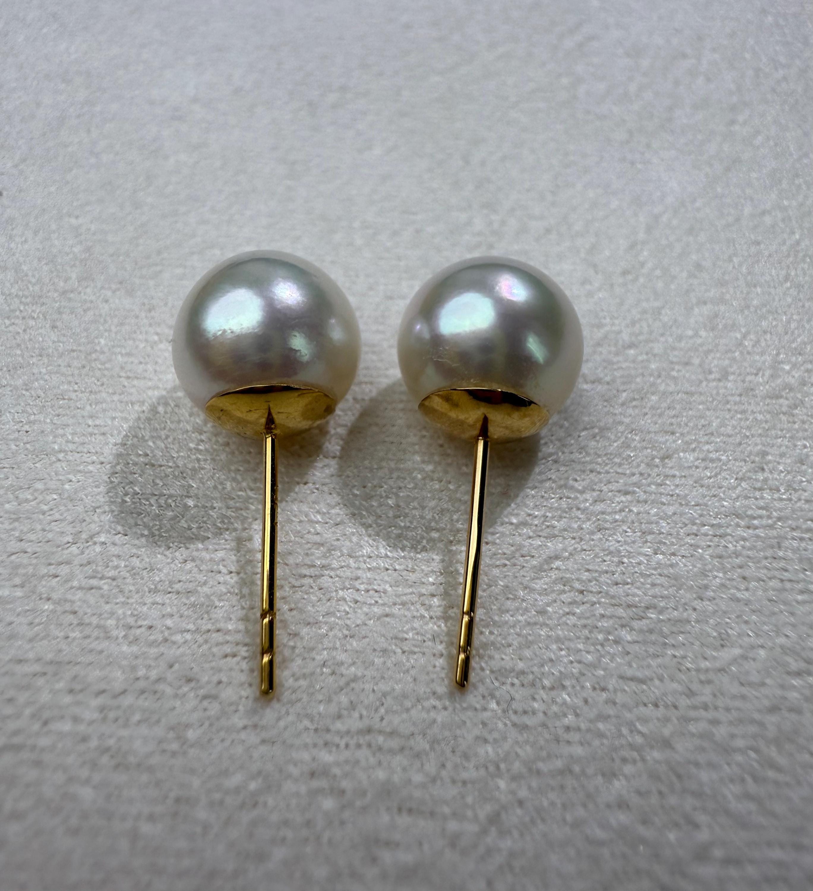 18Kゴールド 9mm 南洋白蝶真珠スタッドピアス - Etsy 日本