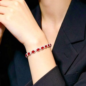 8.80ct Natural Pigeon Blood Ruby Bracelet, Unheated Vivid Red Ruby, 18K White Gold Diamond Bracelet, Certified Fine Jewelry