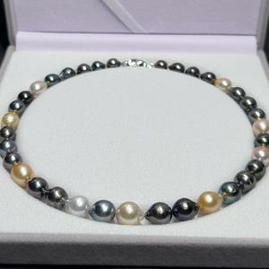 8.3-10.7mm 南洋マルチカラーバロックパールネックレス GGSジャパン認定