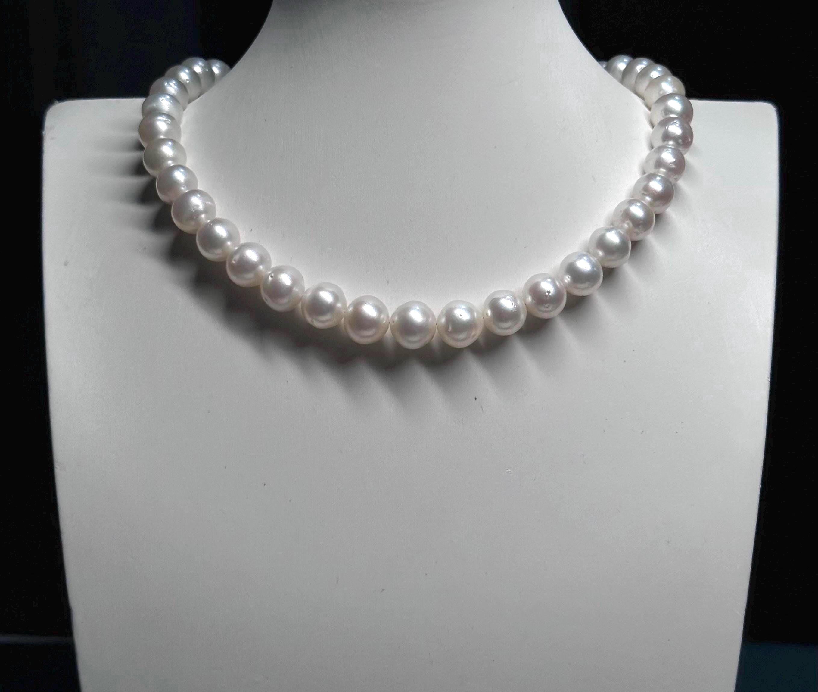 Natural South Sea Australian White Pearl Necklace Strand Pearl