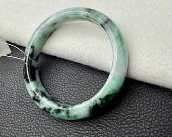 58 mm 認定タイプ A 100% 天然サニーグリーン/ホワイト ジェダイト