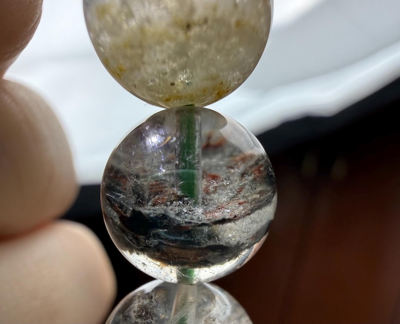 11mm Layered Phantom Garden Lodolite Garden Quartz Layered Garden Four Seasons Natural Phantom Quartz Bracelet 0337 千层四季幽灵 image 14