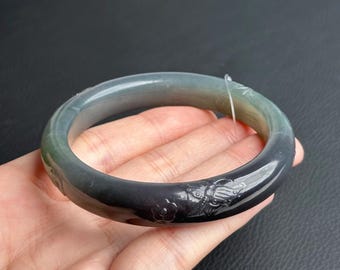 Brazalete tallado de nefrita verde púrpura bicolor de 57,5 mm, hallazgo raro, certificado natural 0243