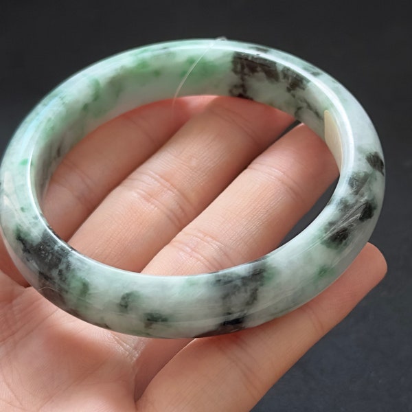 58mm Type A certified Burmese Jade Bangle blue and green Jadeite#1370