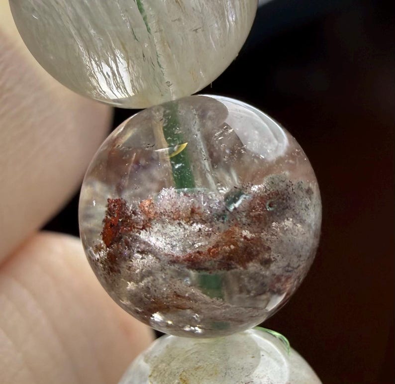 11mm Layered Phantom Garden Lodolite Garden Quartz Layered Garden Four Seasons Natural Phantom Quartz Bracelet 0337 千层四季幽灵 image 11