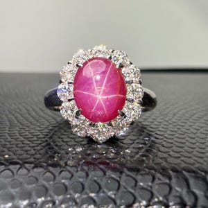 4,09 kt robijnrode sterring zetting platina PT900 met natuurlijke diamanten US6 met certificaat