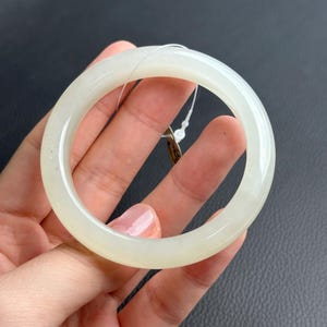 54mm Warm White Jade Bangle certified natural 0065