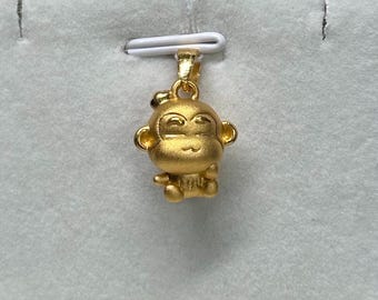 999 Solid Gold Chinese Zodiac Monkey Pendant 24K Jewelry - Etsy