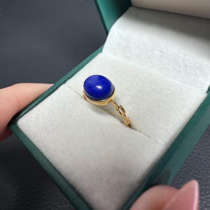 Dainty Ring High Quality natural Lapis Lazuli cabochon ring set in 18K yellow gold US6 certified natural 2248