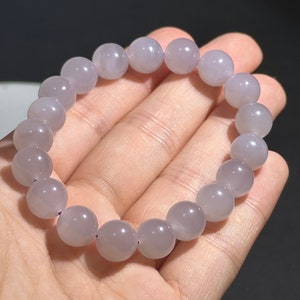 Smoky Purple Nephrit 10 mm rundes Perlenarmband zertifiziert als natürliches Perlenarmband #0477