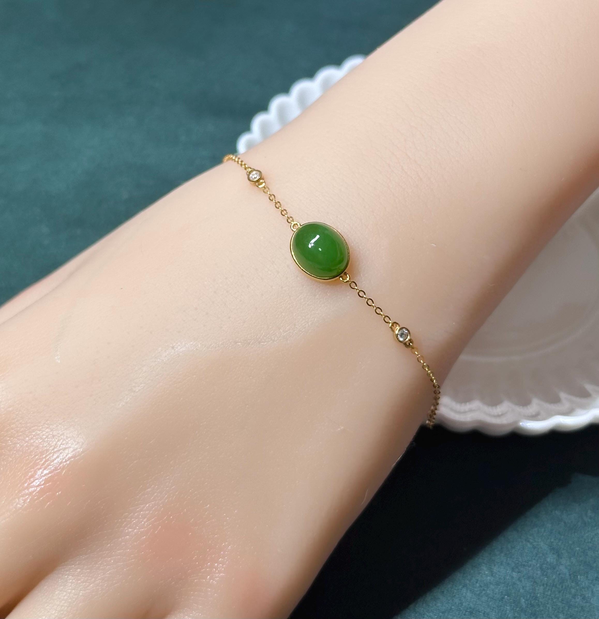 18Kゴールド シベリア アイシーアップルグリーン 翡翠 カボション 調節