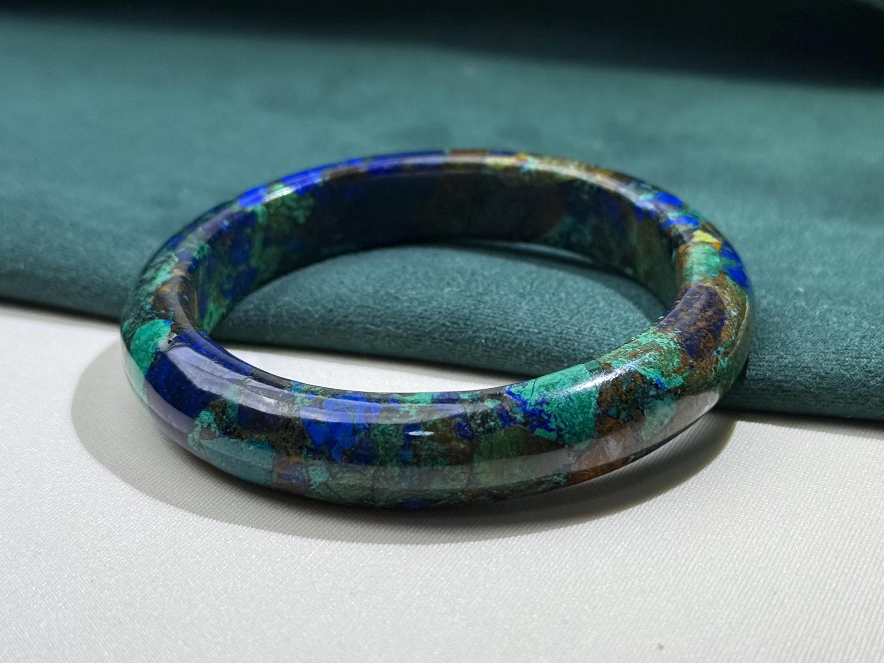 59mm Natural Azurite Bangle Bracelet | Deep Blue Raw Stone