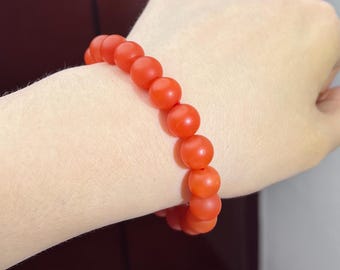 10mm Baoshan Nan Hong South Red agate bracelet certified natural matte finish 2079 保山南红