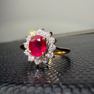 Bague en or 18 carats 1 carat avec rubis de sang de pigeon de Birmanie 5,75 USD avec certificat