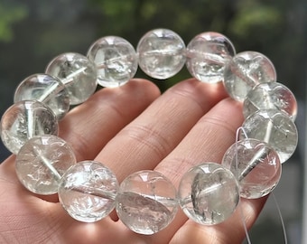 15mm Mint green Azeztulite round bead bracelet with certificate 7407