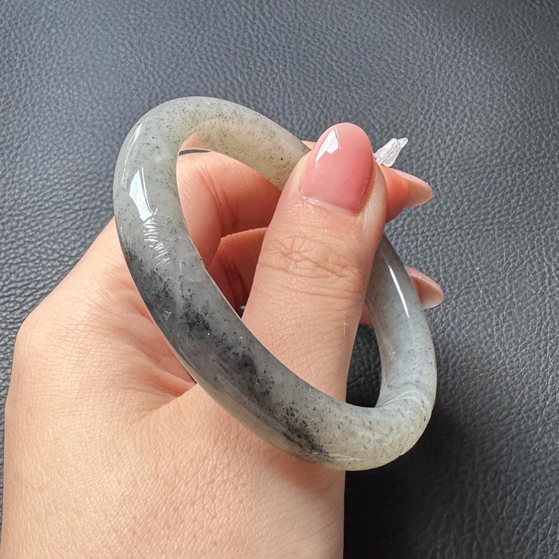 54mm 籽料 Qinghua Spotted Black Ink Nephrite Jade Bangle