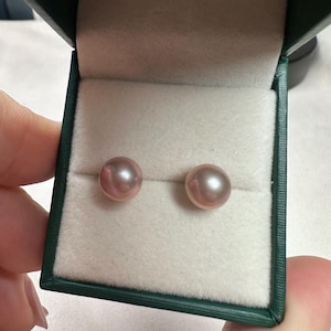 8.5mm Natural freshwater high lustre multi color pearl 18K gold stud earrings certified natural