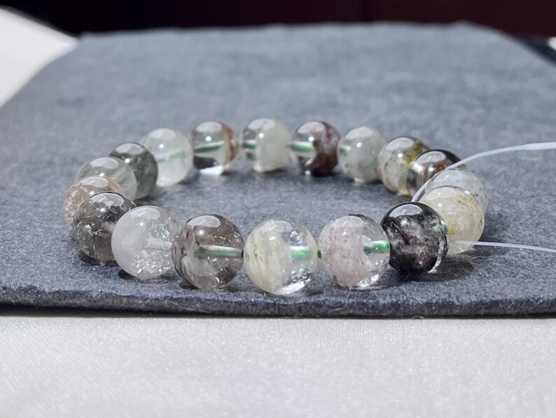 11mm Layered Phantom Garden Lodolite Garden Quartz Layered Garden Four Seasons Natural Phantom Quartz Bracelet 0337 千层四季幽灵 image 2