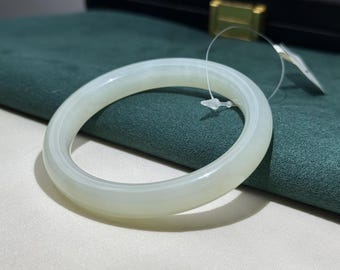 Brazalete de nefrita de jade blanco de 58,4 mm certificado natural 1041 收藏证书