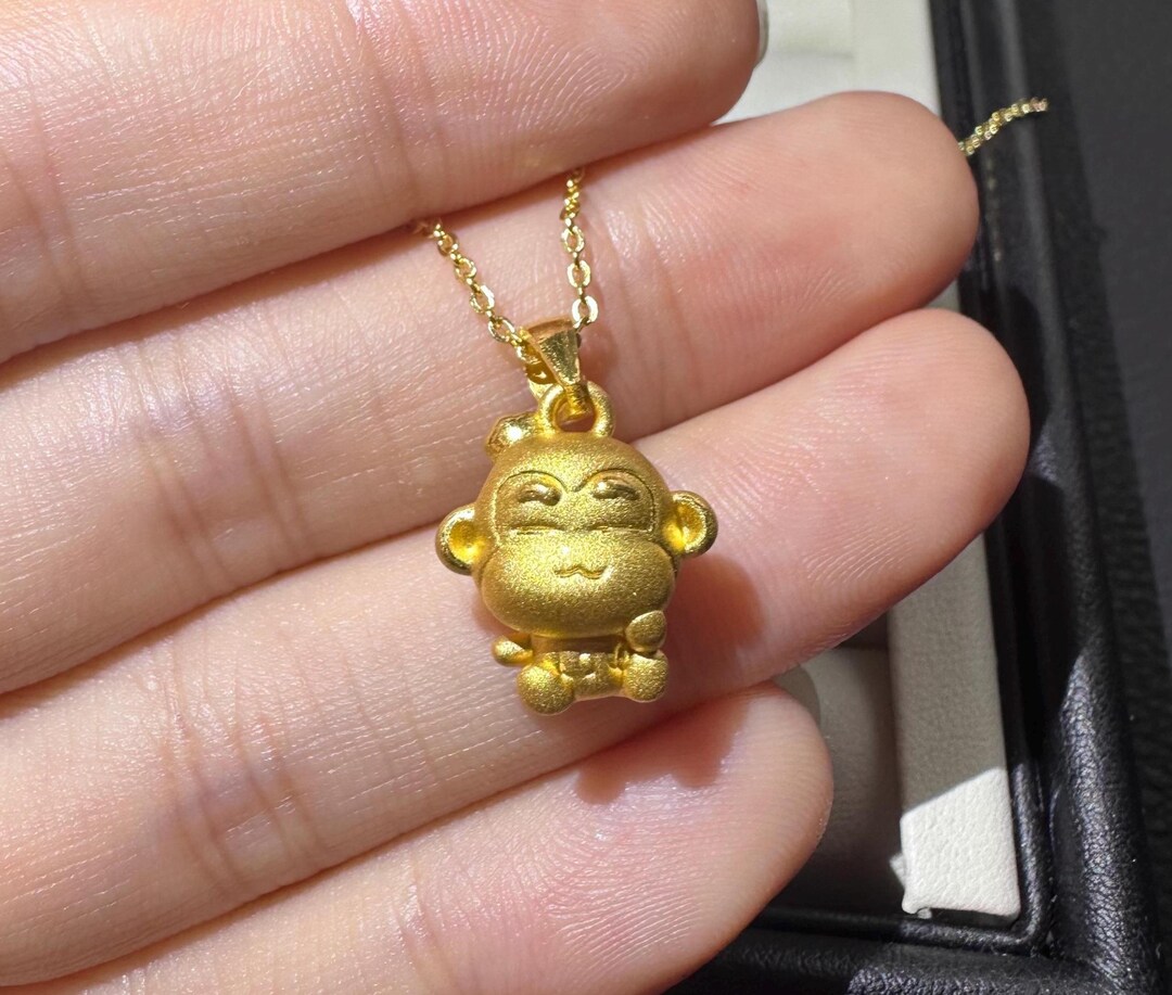 999 Solid Gold Chinese Zodiac Monkey Pendant 24K Jewelry - Etsy