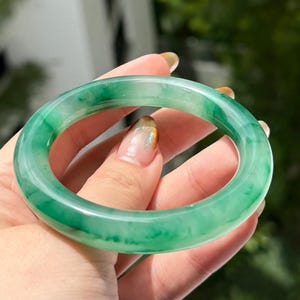 High Quality 57mm Natural African Jade Bangle bicolor translucent certified natural 非洲翠