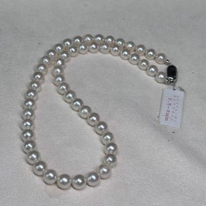 Akoya natuurlijke witte ronde parelketting van 7,5-8 mm met sterke glans