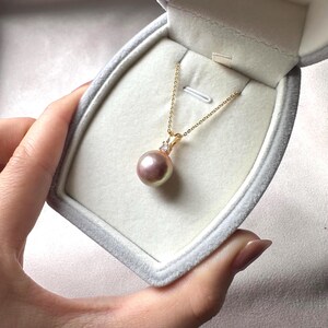 Massive Size 13.3mm natural Edison Rainbow Luster Pearl pendant necklace gold plated