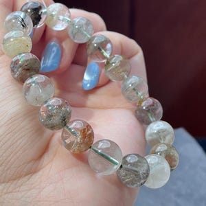 11mm Layered Phantom Garden Lodolite Garden Quartz Layered Garden Four Seasons Natural Phantom Quartz Bracelet 0337 千层四季幽灵 image 3