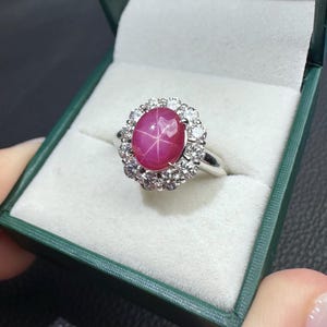 4.09ct Star ruby ring setting Platinum PT900 with natural diamonds US6 with certificate