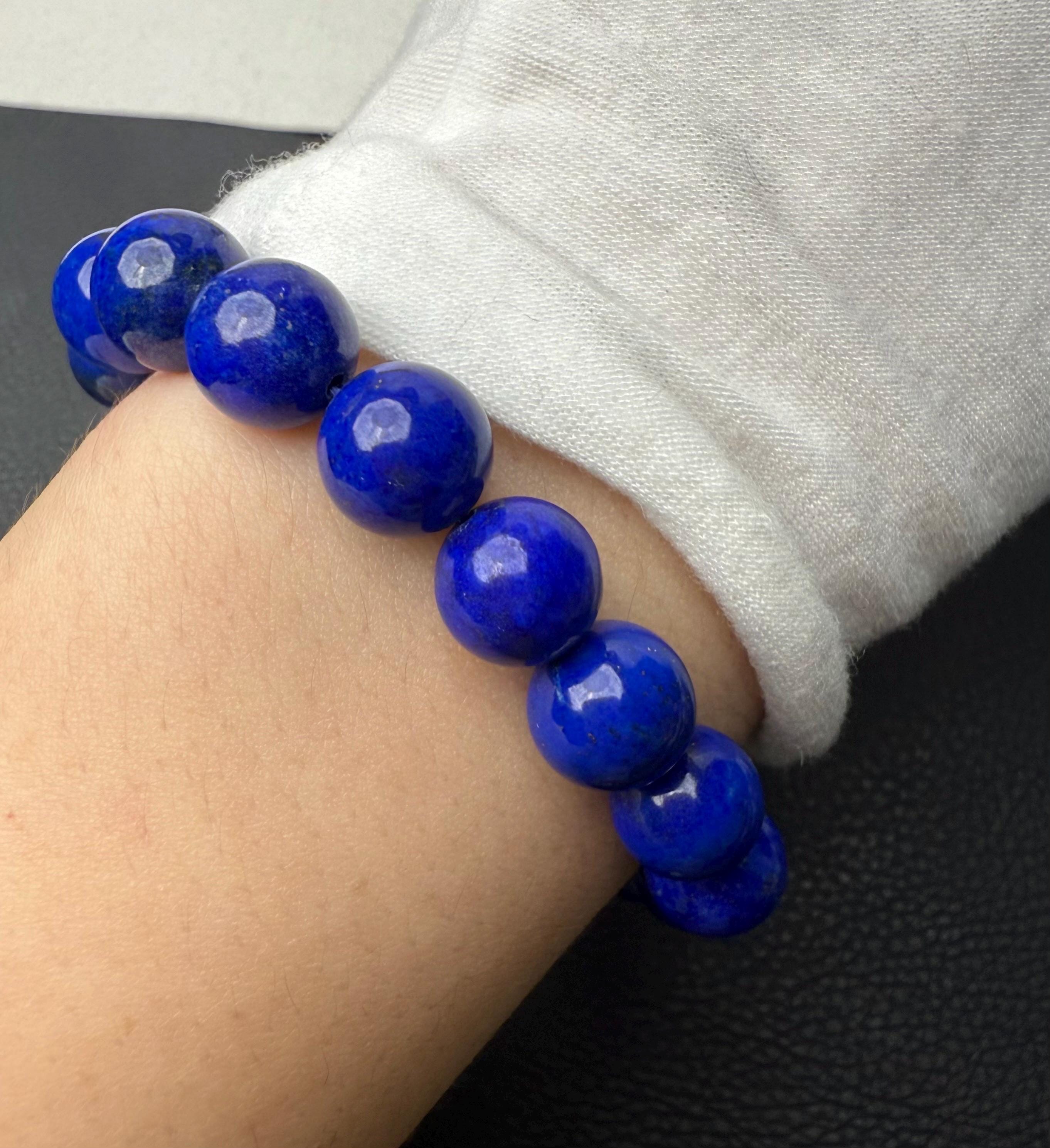 10.6 mm ラピスラズリ ラウンドビーズブレスレット 認定天然最高品質の