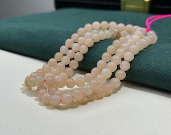 6 mm Ou Fen pink nephrite 108 beads multi layered bracelet 108 mala certified natural 藕粉 3238