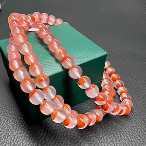 Rare find 7mm Red & White (Two-Tone) Baoshan Bingpiao Nanhong round bead necklace/multi layered bracelet certified natural 宝山冰红 聚宝盆多圈 #2287