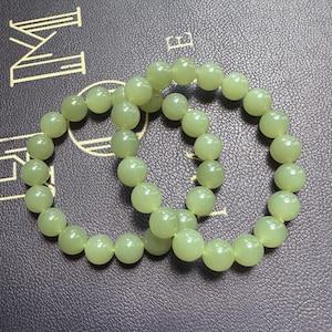 10mm High Density green nephrite round bead bracelet certified natural 2873 SJ