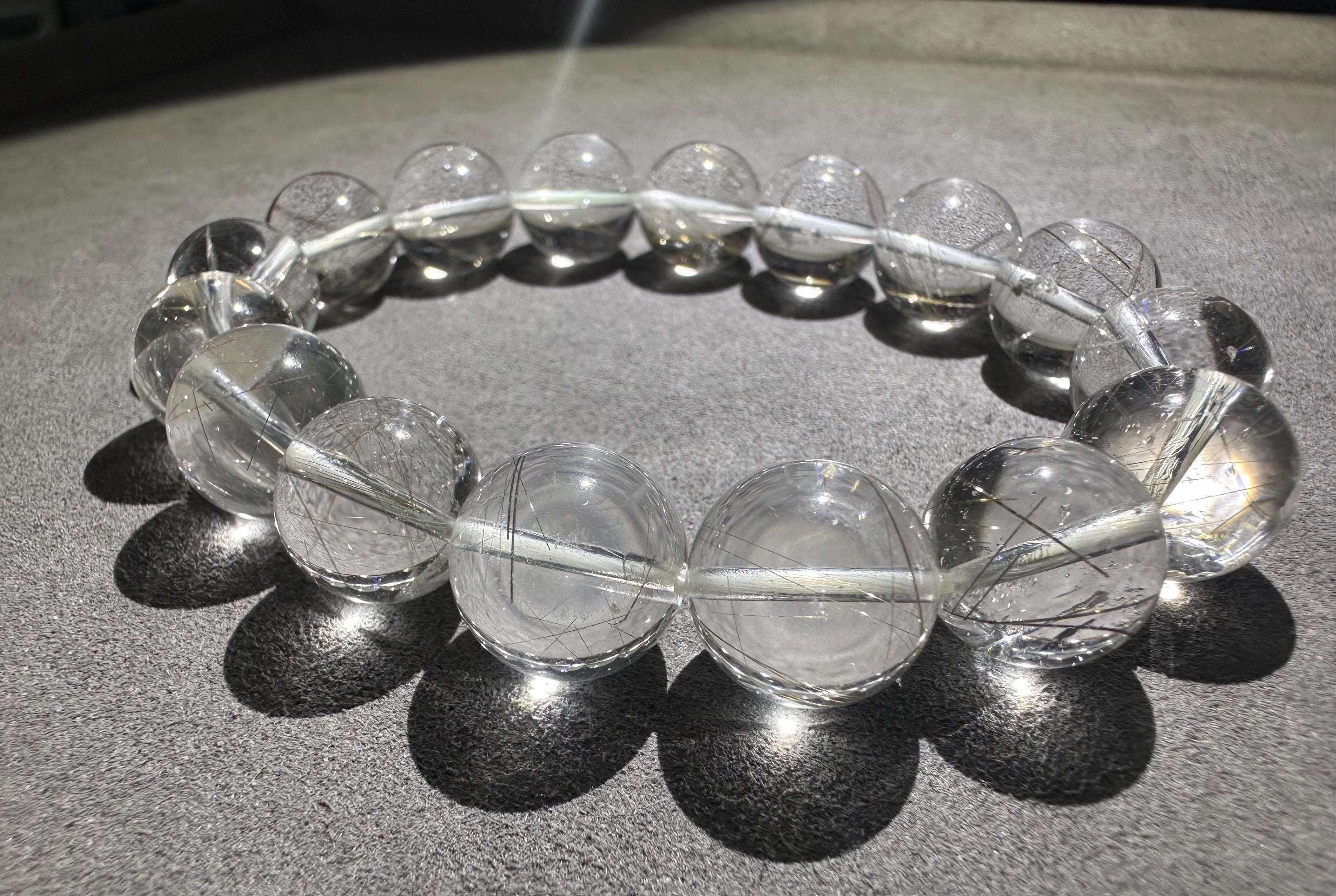 13 mm 5A 天然シルバールチルクォーツブレスレット、シルバーニードル 