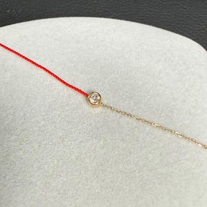 18K solid yellow gold with 0.1ct natural diamonds chain bracelet Red Line bracelet