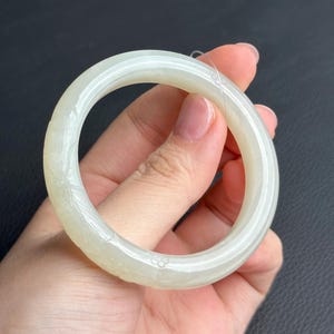 52mm Warm White Jade carving Bangle certified natural 2927