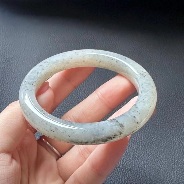 57.5mm River Jade Qing Hua black ink nephrite round bangle Chinese Jade certified natural 1792