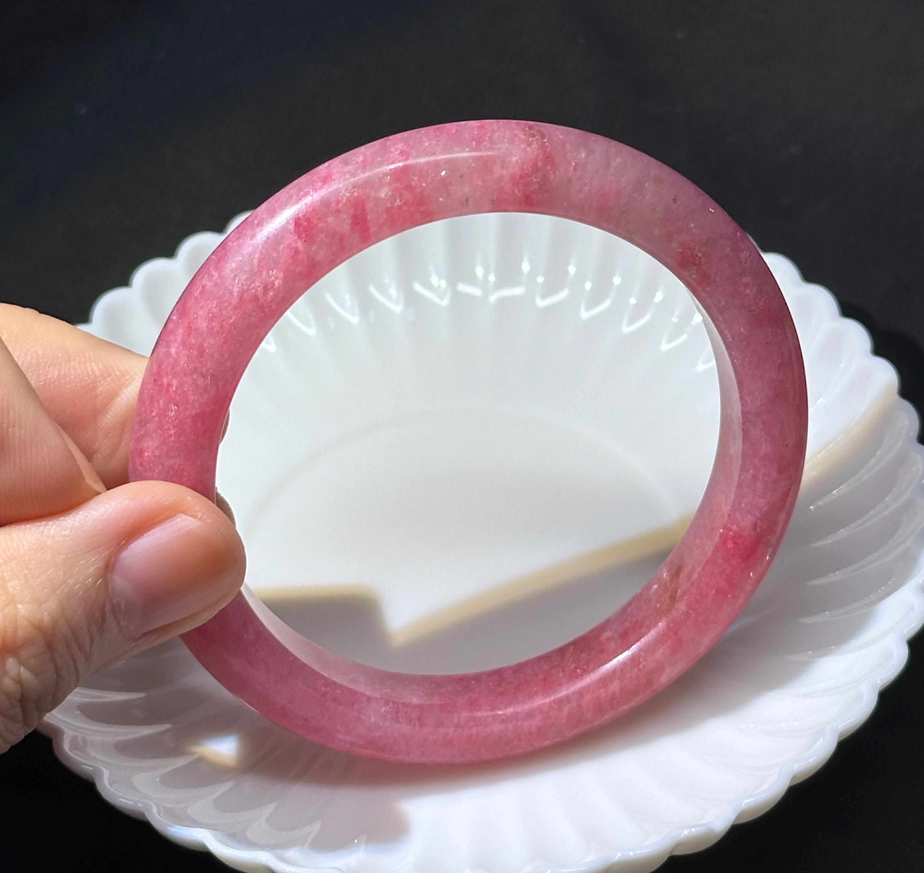 天然希少　桜ロードナイトバングル 桜雨 57 mm 天然桜ピンクロードナイトバングル 認定天然#8248