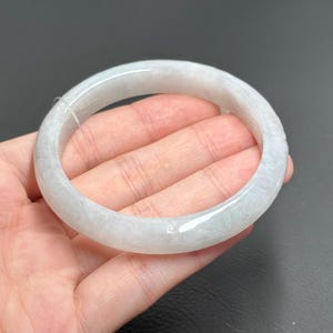 57.6mm Type A Burmese Jade semi-translucent carving lotus bangle certified natural #0314