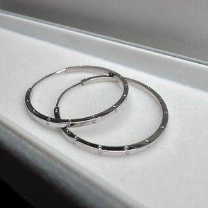 30mm Solid Platinum PT950 engraved hoop circle  earrings with certificate