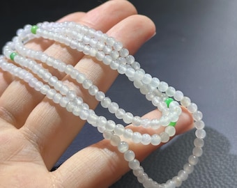 Translucent White Jadeite 4mm bead multi layers bracelet 60cm with certificate 2382