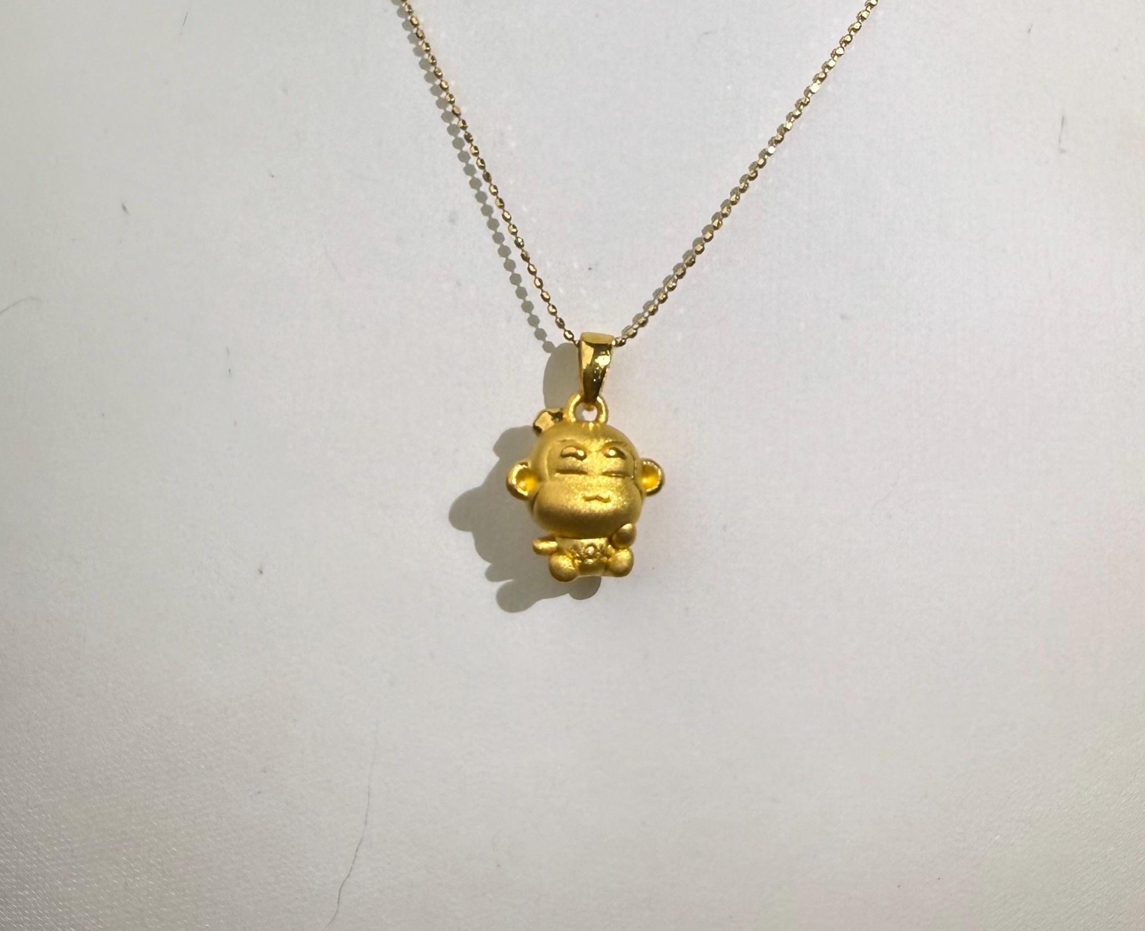 999 Solid Gold Chinese Zodiac Monkey Pendant 24K Jewelry - Etsy