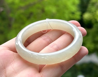 50.2 mm 氷清水翡翠彫刻バングル 認定天然 #2282