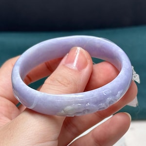 何世紀にもわたる希少性緑青 59 mm 清華翡翠バングル認定天然