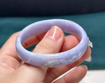 53.5mm type A Burmese jade vivid purple jadeite  carving bangle translucent certified natural SC203705