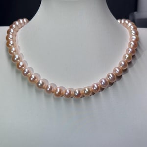 9.5mm Edison natural Freshwater high lustre round  pearl necklace Certified Natural #9661/9662